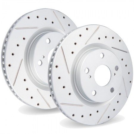 Front Coated Drilled Slotted Disc Brake Rotors And Ceramic Pads Kit For Ram 2500 3500 1500 Dodge